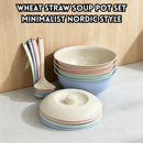 idrop Wheat Straw Soup Pot Set with Lid Thickened Anti Scald Microwave Safe Soup Bowl with Spoon Random Colour Kitchen Tableware Set Set Mangkuk Sup Jerami Gandum Dengan Penutup Tebal Anti Panas Boleh Microwave Dengan Sudu Warna Rawak Peralatan Dapur (S)