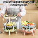idrop 26CM Plastic Hotpot Ingredient Tray Stackable Vegetable Basket Fruit Plate Kitchen Organizer Random Colour Set Set Dulang Bahan Steamboat Plastik Warna Campur Bakul Sayur Bertingkat Pinggan Buah Peralatan Dapur Warna Rawak (S)