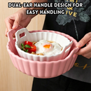idrop【  7 / 9 INCH 】– Ceramic Double Handle Bowl Instant Noodle Bowl Creative Salad Soup Bowl with Wooden Lid Anti Scald Handle Mangkuk Seramik Pemegang Dua Mangkuk Mi Segera Mangkuk Salad dan Sup Kreatif Dengan Penutup Kayu Pemegang Anti Panas (S)
