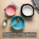 idrop【  7 / 9 INCH 】– Ceramic Double Handle Bowl Instant Noodle Bowl Creative Salad Soup Bowl with Wooden Lid Anti Scald Handle Mangkuk Seramik Pemegang Dua Mangkuk Mi Segera Mangkuk Salad dan Sup Kreatif Dengan Penutup Kayu Pemegang Anti Panas (S)