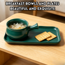 idrop 【Ceramic Set】5 INCH Ceramic Breakfast Bowl with Handle 12 INCH Ceramic Plate Creative Home Dining Tableware Set Random Colour Mangkuk Sarapan Seramik 5 INCH Dengan Pemegang Pinggan Seramik 12 INCH Set Peralatan Makan Kreatif Rumah Warna Rawak (S)