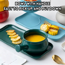 idrop 【Ceramic Set】5 INCH Ceramic Breakfast Bowl with Handle 12 INCH Ceramic Plate Creative Home Dining Tableware Set Random Colour Mangkuk Sarapan Seramik 5 INCH Dengan Pemegang Pinggan Seramik 12 INCH Set Peralatan Makan Kreatif Rumah Warna Rawak (S)