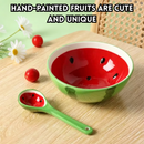 idrop【Ceramic Set】5 INCH Ceramic Fruit Bowl 8 INCH Ceramic Fruit Plate with Ceramic Spoon Cute Cartoon Tableware Set Set Mangkuk Buah Seramik 5 INCH Pinggan Buah Seramik 8 INCH Dengan Sudu Seramik Rekaan Kartun Kreatif Peralatan Makan Rumah (S)