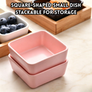 idrop【 4 / 6 Grid 】Small Square Ceramic Bowl with Wooden Tray Snack Plate Nuts Sauce Dip Plate Home Serving Platter Random Colour Mangkuk Kecil Segi Empat Seramik 4 / 6 Petak Dengan Dulang Kayu Pinggan Snek Kekacang Buah Kering Sos Warna Rawak (S)