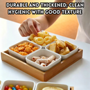idrop【 4 / 6 Grid 】Small Square Ceramic Bowl with Wooden Tray Snack Plate Nuts Sauce Dip Plate Home Serving Platter Random Colour Mangkuk Kecil Segi Empat Seramik 4 / 6 Petak Dengan Dulang Kayu Pinggan Snek Kekacang Buah Kering Sos Warna Rawak (S)