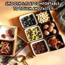 idrop【 4 / 6 Grid 】Small Square Ceramic Bowl with Wooden Tray Snack Plate Nuts Sauce Dip Plate Home Serving Platter Random Colour Mangkuk Kecil Segi Empat Seramik 4 / 6 Petak Dengan Dulang Kayu Pinggan Snek Kekacang Buah Kering Sos Warna Rawak (S)