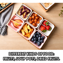 idrop【 4 / 6 Grid 】Small Square Ceramic Bowl with Wooden Tray Snack Plate Nuts Sauce Dip Plate Home Serving Platter Random Colour Mangkuk Kecil Segi Empat Seramik 4 / 6 Petak Dengan Dulang Kayu Pinggan Snek Kekacang Buah Kering Sos Warna Rawak (S)