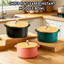 idrop Ceramic Instant Noodle Bowl with Wooden Lid Chef Handle Chopsticks Phone Holder Soup Bowl Ceramic Bowl with Cover Mangkuk Mi Segera Seramik Dengan Penutup Kayu Bentuk Chef Penyepit Pemegang Telefon Mangkuk Sup Seramik Bersalut Dengan Penutup (S)