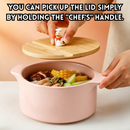 idrop Ceramic Instant Noodle Bowl with Wooden Lid Chef Handle Chopsticks Phone Holder Soup Bowl Ceramic Bowl with Cover Mangkuk Mi Segera Seramik Dengan Penutup Kayu Bentuk Chef Penyepit Pemegang Telefon Mangkuk Sup Seramik Bersalut Dengan Penutup (S)
