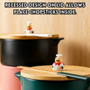 idrop Ceramic Instant Noodle Bowl with Wooden Lid Chef Handle Chopsticks Phone Holder Soup Bowl Ceramic Bowl with Cover Mangkuk Mi Segera Seramik Dengan Penutup Kayu Bentuk Chef Penyepit Pemegang Telefon Mangkuk Sup Seramik Bersalut Dengan Penutup (S)