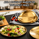 idrop 【23CM – 30CM】Stainless Steel Round Serving Tray Thickened Gold BBQ Plate Fruit Cake Dining Shallow Serving Dish Kitchen Tableware Pinggan Bulat Keluli Tahan Karat 23CM–30CM Tebal Warna Emas BBQ Pinggan Buah Kek Makan Dulang Hidangan Cetek (S)