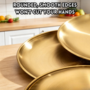 idrop 【23CM – 30CM】Stainless Steel Round Serving Tray Thickened Gold BBQ Plate Fruit Cake Dining Shallow Serving Dish Kitchen Tableware Pinggan Bulat Keluli Tahan Karat 23CM–30CM Tebal Warna Emas BBQ Pinggan Buah Kek Makan Dulang Hidangan Cetek (S)