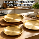 idrop 【23CM – 30CM】Stainless Steel Round Serving Tray Thickened Gold BBQ Plate Fruit Cake Dining Shallow Serving Dish Kitchen Tableware Pinggan Bulat Keluli Tahan Karat 23CM–30CM Tebal Warna Emas BBQ Pinggan Buah Kek Makan Dulang Hidangan Cetek (S)