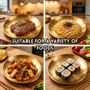 idrop 【23CM – 30CM】Stainless Steel Round Serving Tray Thickened Gold BBQ Plate Fruit Cake Dining Shallow Serving Dish Kitchen Tableware Pinggan Bulat Keluli Tahan Karat 23CM–30CM Tebal Warna Emas BBQ Pinggan Buah Kek Makan Dulang Hidangan Cetek (S)
