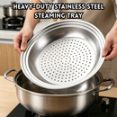 idrop 34CM Stainless Steel Steaming Rack Drain Tray Thickened Steamer Plate Multi Function Wok Compatible Rak Kukus Keluli Tahan Karat 34CM Dulang Tiris Air Tebal Dulang Kukus Serbaguna Sesuai Untuk Kuali Rak Kukus Rendaman Air Peralatan Dapur Rumah (S)