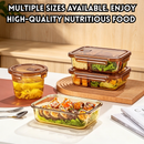 idrop【Rectangle / Round】Multi Size Glass Food Container Microwave Safe Lunch Box with Lid Airtight Fresh Keeping Fruit Bekas Makanan Kaca Warna Teh Bentuk Segi Empat dan Bulat Microwave Dengan Penutup Kedap Udara Bekas Buah dan Bento Pelbagai Saiz (S)
