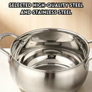 idrop 24CM – Thickened Stainless Steel Soup Pot Composite Base Cooking Pot Double Handle Induction and Gas Compatible Pearl Pot Kitchen Cookware Set Set Periuk Sup Keluli Tahan Karat Tebal Tapak Berlapis Pemegang Dua Sesuai Dapur Induksi dan Gas (S)