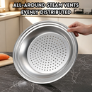 idrop 34CM Stainless Steel Steaming Rack Drain Tray Thickened Steamer Plate Multi Function Wok Compatible Rak Kukus Keluli Tahan Karat 34CM Dulang Tiris Air Tebal Dulang Kukus Serbaguna Sesuai Untuk Kuali Rak Kukus Rendaman Air Peralatan Dapur Rumah (S)