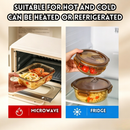 idrop【Rectangle / Round】Multi Size Glass Food Container Microwave Safe Lunch Box with Lid Airtight Fresh Keeping Fruit Bekas Makanan Kaca Warna Teh Bentuk Segi Empat dan Bulat Microwave Dengan Penutup Kedap Udara Bekas Buah dan Bento Pelbagai Saiz (S)