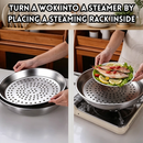 idrop 34CM Stainless Steel Steaming Rack Drain Tray Thickened Steamer Plate Multi Function Wok Compatible Rak Kukus Keluli Tahan Karat 34CM Dulang Tiris Air Tebal Dulang Kukus Serbaguna Sesuai Untuk Kuali Rak Kukus Rendaman Air Peralatan Dapur Rumah (S)