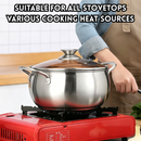 idrop 24CM – Thickened Stainless Steel Soup Pot Composite Base Cooking Pot Double Handle Induction and Gas Compatible Pearl Pot Kitchen Cookware Set Set Periuk Sup Keluli Tahan Karat Tebal Tapak Berlapis Pemegang Dua Sesuai Dapur Induksi dan Gas (S)