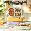 idrop 800ML 304 Stainless Steel 3 Compartment Rectangular Lunch Box Microwave Safe Food Grade Bento Meal Container Fresh Keeping Bekas Makan 800ML Keluli Tahan Karat 304 3 Ruang Bekas Bento Segi Empat Sesuai Microwave Gred Makanan Simpanan Makanan (S)