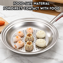 idrop 34CM Stainless Steel Steaming Rack Drain Tray Thickened Steamer Plate Multi Function Wok Compatible Rak Kukus Keluli Tahan Karat 34CM Dulang Tiris Air Tebal Dulang Kukus Serbaguna Sesuai Untuk Kuali Rak Kukus Rendaman Air Peralatan Dapur Rumah (S)