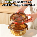 idrop【Rectangle / Round】Multi Size Glass Food Container Microwave Safe Lunch Box with Lid Airtight Fresh Keeping Fruit Bekas Makanan Kaca Warna Teh Bentuk Segi Empat dan Bulat Microwave Dengan Penutup Kedap Udara Bekas Buah dan Bento Pelbagai Saiz (S)
