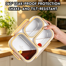 idrop 800ML 304 Stainless Steel 3 Compartment Rectangular Lunch Box Microwave Safe Food Grade Bento Meal Container Fresh Keeping Bekas Makan 800ML Keluli Tahan Karat 304 3 Ruang Bekas Bento Segi Empat Sesuai Microwave Gred Makanan Simpanan Makanan (S)