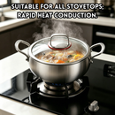 idrop 24CM Deep Belly Single Handle Soup Pot 24CM Double Handle Soup Pot Non Coated Titanium Non Stick Flat Bottom Induction Wok Periuk Sup Perut Dalam 24CM Pemegang Tunggal dan Pemegang Dua Kuali Titanium Tidak Lekat Tanpa Salutan Tapak Rata Sesuai (S)