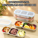 idrop【 2 / 3 Grid 】304 Stainless Steel Rectangular Food Storage Box Airtight Lid Container Refrigerator Meat Portion Box Organizer Bekas Makanan Keluli Tahan Karat 304 2 / 3 Ruang Dengan Penutup Kedap Udara Penyediaan Makanan Simpan Daging Peti Sejuk (S)