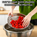 idrop 22.5CM Multi Function Stainless Steel Fine Hole Strainer Basket Vegetable Washing Steaming Rack Basket with Handle Bakul Tapis Keluli Tahan Karat 22.5CM Lubang Halus Bakul Cuci Sayur Bakul Kukus Rak Pengukus Dengan Pemegang Tiris Air Alat Dapur (S)