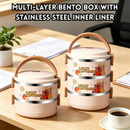 idrop Capybara 304 Stainless Steel Thermos Set Office Cup 2 Compartment Lunch Box 2 Layer Food Container 3 Layer Bento Box Set Set Set Termos Capybara 304 Keluli Tahan Karat Cawan Pejabat Bekas Makan 2 Ruang Bekas Makanan 2/3Tingkat Kotak Bento (S)