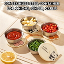 idrop 304 Stainless Steel Cute Animal Seasoning Container Kitchen Storage Sauce Dip Portable Food Storage Box Onion Ginger Garlic Bekas Perasa Keluli Tahan Karat Bekas Sos dan Cencah Penyimpanan Dapur Bekas Simpanan Makanan Bawang Halia Bawang Putih (S)