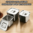 idrop 14CM 304 Stainless Steel Square Sauce Container with Lid Commercial Kitchen Seasoning Box Jam Pot Condiment Holder Storage Set Bekas Sos Segi Empat Keluli Tahan Karat 304 Dengan Penutup Bekas Perasa Dapur Komersial Jem Bekas Penyimpanan (S)