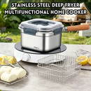 idrop 19CM Stainless Steel Frying Pot Deep Fry Pot Multi Function Cooking Pot Food Storage Container Outdoor Camping Pot Kitchen Cookware Periuk Goreng Keluli Tahan Karat 19CM Serbaguna Bekas Simpanan Makanan Periuk Perkhemahan dan Dapur Rumah (S)