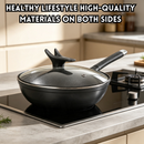 idrop 32CM Blue Crystal Non Stick Wok with Steamer & Spatula Flat Bottom Frying Pan for Gas Stove & Induction Cooker Kuali Blue Crystal 32CM Dengan Pengukus & Spatula Periuk Leper Anti Lekat Sesuai Untuk Dapur Gas & Induksi (S)