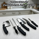 idrop 6 PCS Stainless Steel Kitchen Knife Set Household Cooking Utensil & Fruit Knife Multi Purpose Food Preparation Knives Home, Dormitory & Kitchen Pisau Dapur Keluli Tahan Karat Memasak, Pisau Buah & Penyediaan Makanan Untuk Rumah, Asrama & Dapur (S)