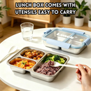 idrop 700ML 304 Stainless Steel Lunch Box with Lid Food Grade Compartment Bento Box Airtight Meal Container for Students and Office Use Bekas Makan Keluli Tahan Karat 304 Dengan Penutup Gred Makanan Bekas Berpetak Kedap Udara Untuk Pelajar dan Pejabat (S)