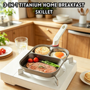 idrop 3 in 1 Titanium Iron Non Stick Frying Pan 3 Compartment Breakfast Egg Burger Pan Flat Bottom Cooking Pan Kitchen Cookware Set Set Kuali Tidak Lekat Titanium Iron 3 Dalam 1 Kuali Sarapan 3 Ruang Kuali Telur dan Burger Tapak Rata Peralatan Dapur (S)