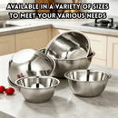 idrop【28CM - 40CM】Stainless Steel Mixing Bowl Soup Preparation Vegetable Seasoning Kitchen Serving Bowl Large Capacity Household & Canteen Keluli Tahan Karat Mangkuk Sup Dalam Besar Sayur Bekas Penyediaan Makanan Untuk Kegunaan Dapur, Rumah & Kantin (S)