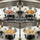idrop 【24CM - 34CM】Titanium Dengan Penutup Dua Pemegang & Satu Pemegang Sesuai Untuk Dapur Gas dan Induksi Titanium Hammered Wok & Frying Pan with Lid Double Handle Single Handle Flat & Round Bottom Gas Stove Induction Cooker Compatible Kuali (S)