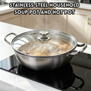 idrop 【26CM - 32CM】Stainless Steel Periuk Sup Keluli Tahan Karat Periuk Steamboat Tebal Sup Cetek Untuk Kegunaan Rumah Sesuai Untuk Dapur Induksi & Gas Soup Pot Thickened Hot Pot Cooking Stock Pot Household Cookware for Induction Cooker & Gas Stove (S)