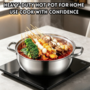 idrop 【26CM - 32CM】Stainless Steel Periuk Sup Keluli Tahan Karat Periuk Steamboat Tebal Sup Cetek Untuk Kegunaan Rumah Sesuai Untuk Dapur Induksi & Gas Soup Pot Thickened Hot Pot Cooking Stock Pot Household Cookware for Induction Cooker & Gas Stove (S)