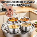 idrop Stainless Steel Steaming & Stewing Bowl with Lid Double Boiler Soup Bowl Egg Custard Steamer Pot Multi Purpose Cooking Bowl Mangkuk Kukus & Rebus Keluli Tahan Karat Dengan Penutup Sesuai Untuk Kukus Telur, Sup, Ayam & Masakan Pelbagai Guna (S)