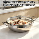 idrop 【26CM - 32CM】Stainless Steel Periuk Sup Keluli Tahan Karat Periuk Steamboat Tebal Sup Cetek Untuk Kegunaan Rumah Sesuai Untuk Dapur Induksi & Gas Soup Pot Thickened Hot Pot Cooking Stock Pot Household Cookware for Induction Cooker & Gas Stove (S)