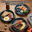 idrop 18CM PP Plastic Bowl / 22.3CM PP Plastic Double Handle Round Plate Fruit Salad Steak Serving Restaurant Home Use Mangkuk Pemegang Dua Plastik PP 18CM Pinggan Bulat Pemegang Dua Plastik PP 22.3CM Salad Buah Hidangan Steak Kegunaan Rumah Restoran (S)