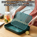 idrop Thickened Tray Double Layer Cup Drying Rack Tea Drainer Holder Bowl Chopstick Storage Deep Tray Organizer Kitchen Rak Cawan Dua Tingkat Dulang Tebal Rak Titisan Penyimpanan Mangkuk Penyepit Dulang Teh Dalam Organiser Dapur Serbaguna Rumah Tangga (S)