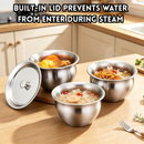 idrop Stainless Steel Steaming & Stewing Bowl with Lid Double Boiler Soup Bowl Egg Custard Steamer Pot Multi Purpose Cooking Bowl Mangkuk Kukus & Rebus Keluli Tahan Karat Dengan Penutup Sesuai Untuk Kukus Telur, Sup, Ayam & Masakan Pelbagai Guna (S)