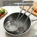 idrop【 14CM - 20CM 】Stainless Steel Skimmer Spoon Long Handle Strainer Food Grade Frying Noodle Dumpling Draining Ladle Kitchen Tool Senduk Penapis Keluli Tahan Karat Pemegang Panjang Gred Makanan Senduk Goreng Mi Ladu Peniris Air Alat Dapur Serbaguna (S)